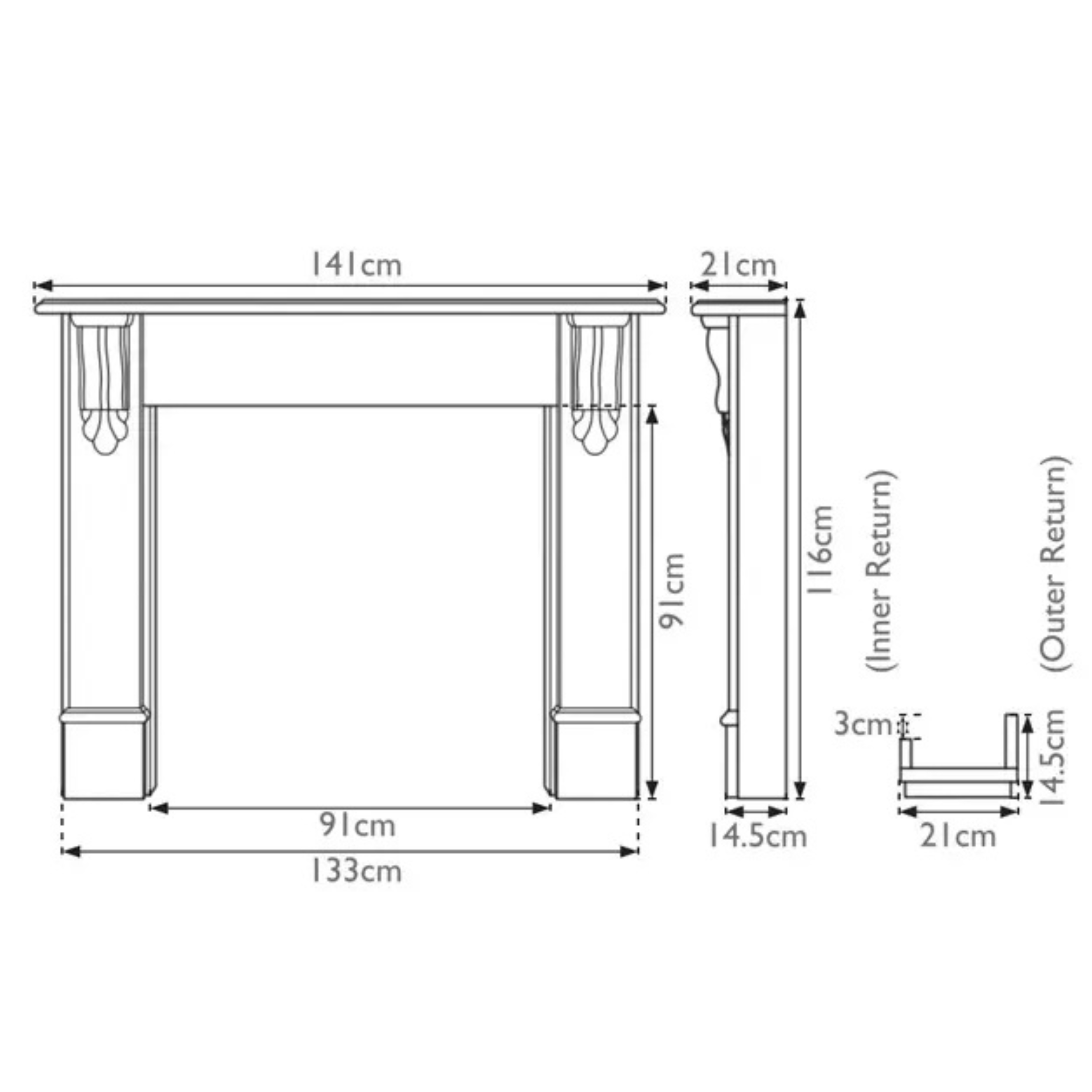 Carron The Edinburgh Wooden Fireplace Surround
