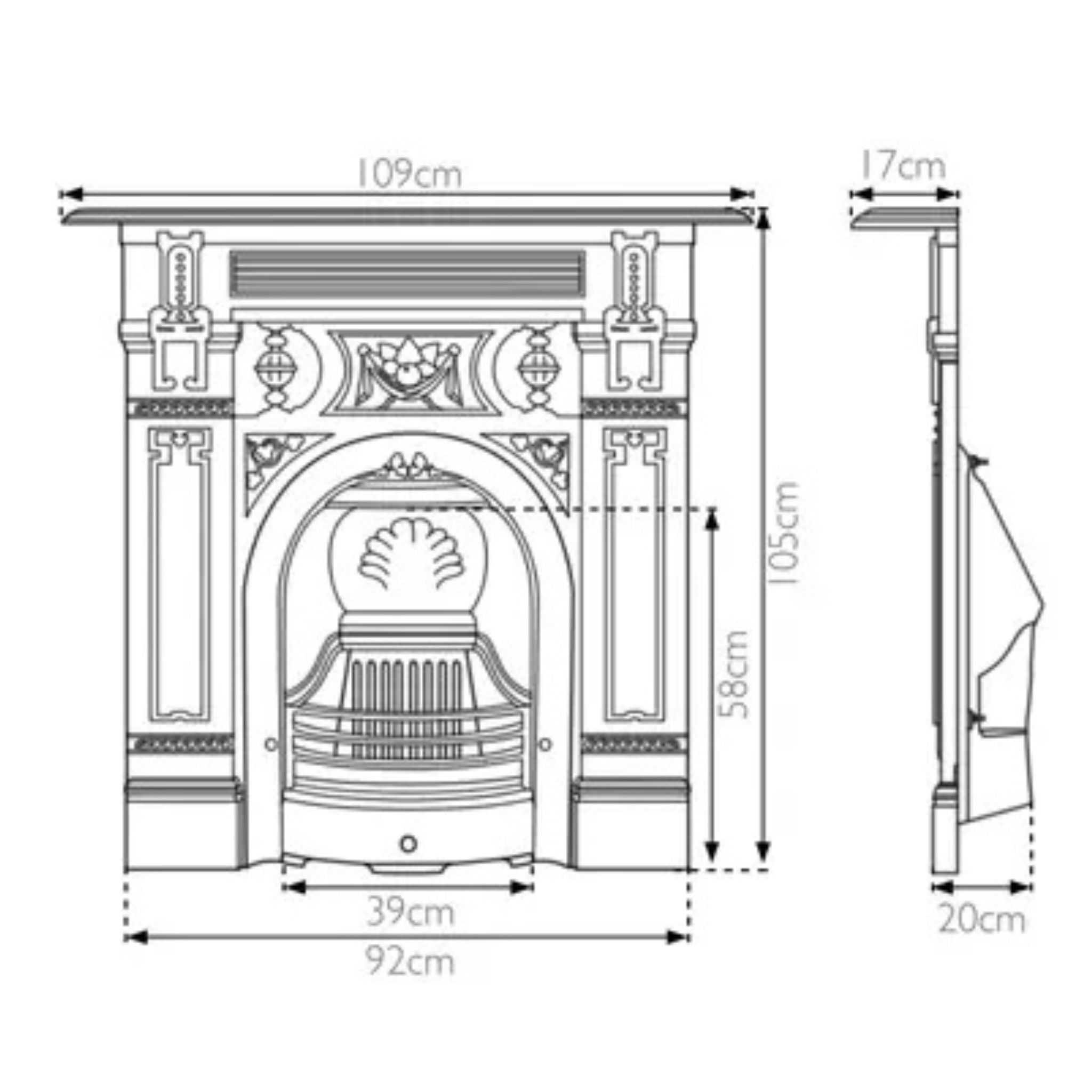 Carron Victorian Cast Iron Combination Fireplace (Large)