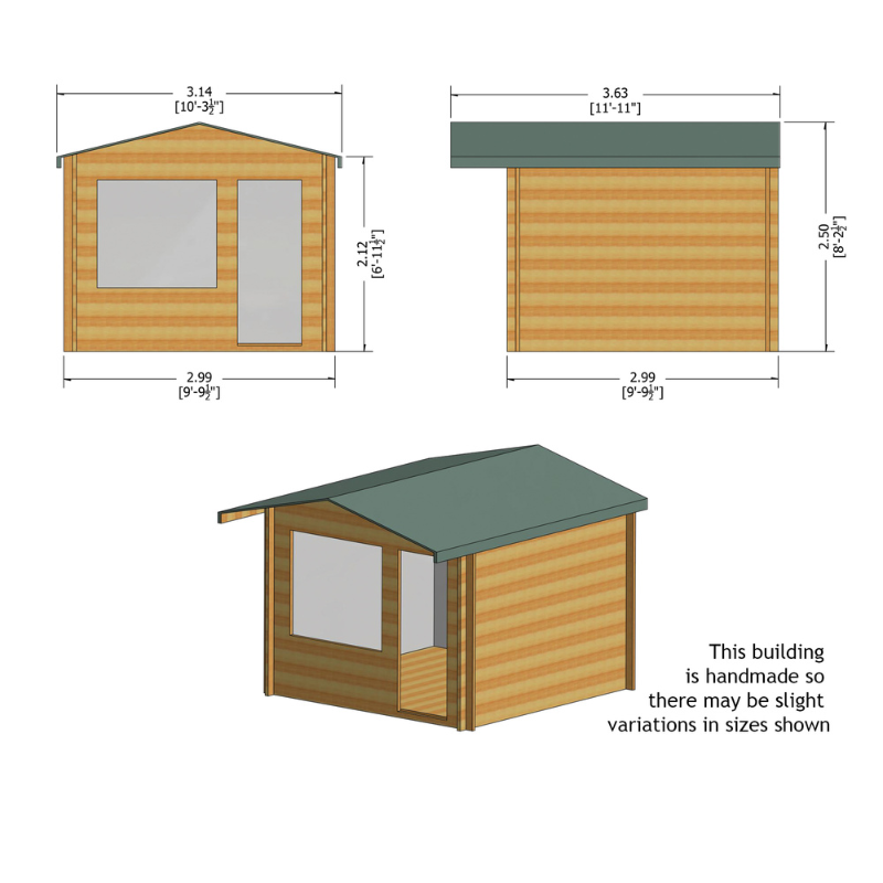 Shire Challock Log Cabin - 10 x 10