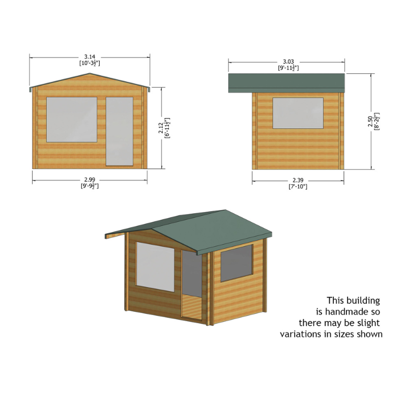 Shire Challock Log Cabin - 10 x 8