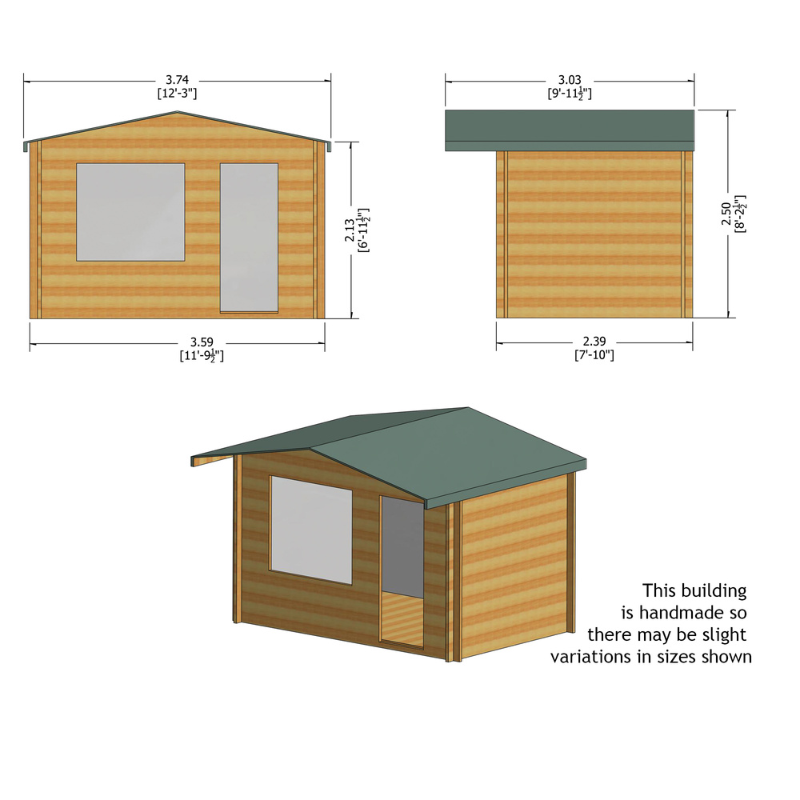 Shire Challock Log Cabin - 12 x 8