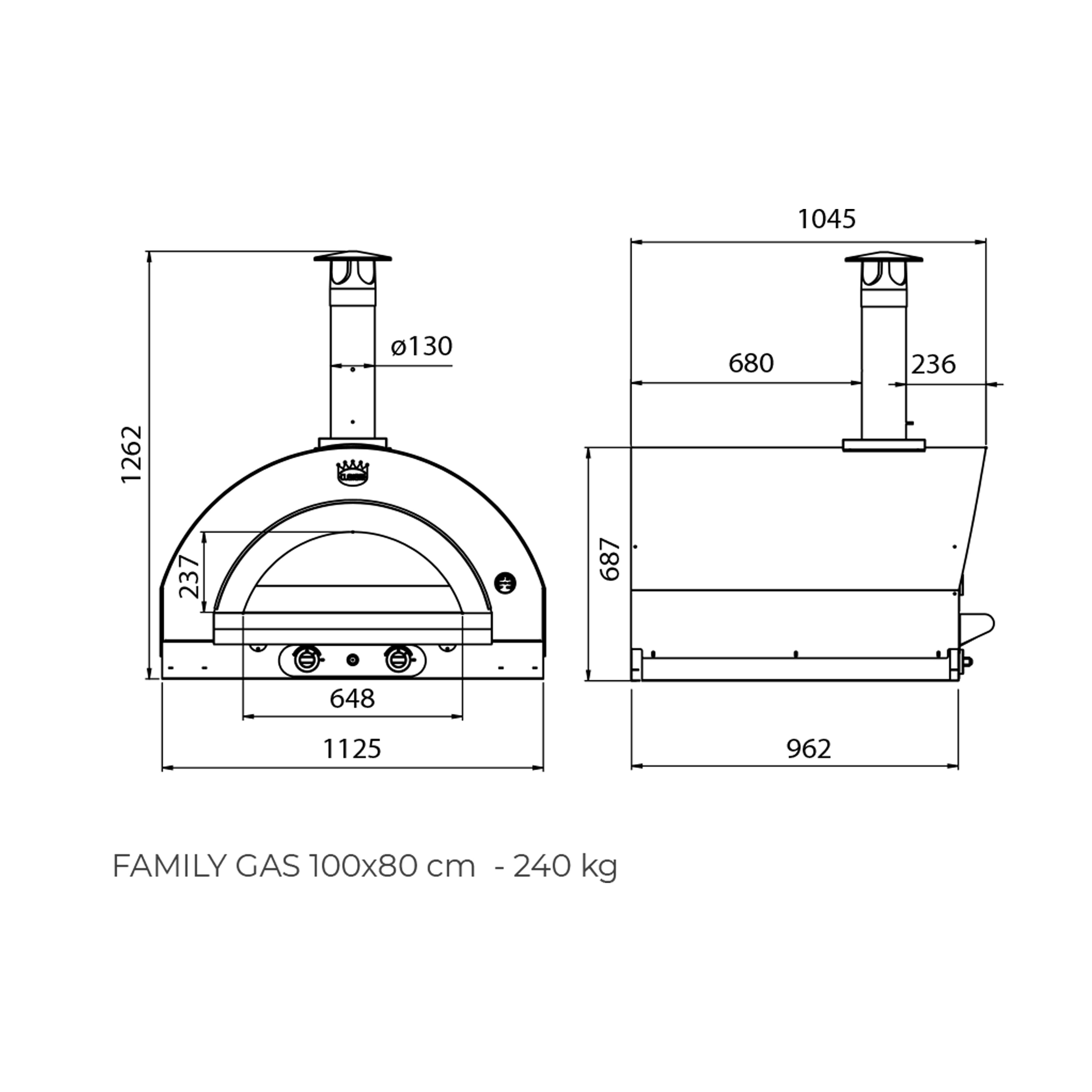 Clementi Pulcinella Dual Fuel Pizza Oven - 100 x 80