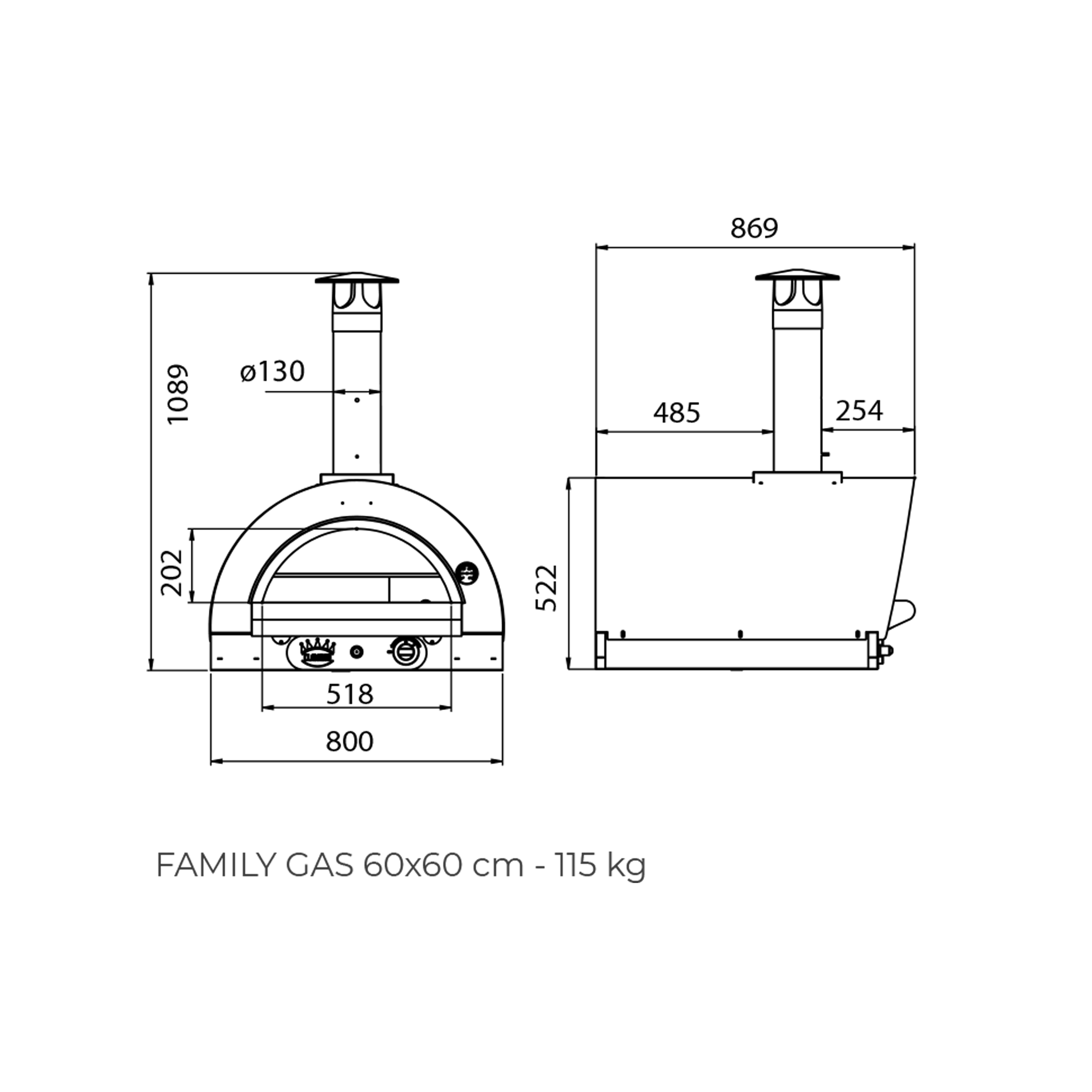 Clementi Pulcinella Dual Fuel Pizza Oven - 60 x 60