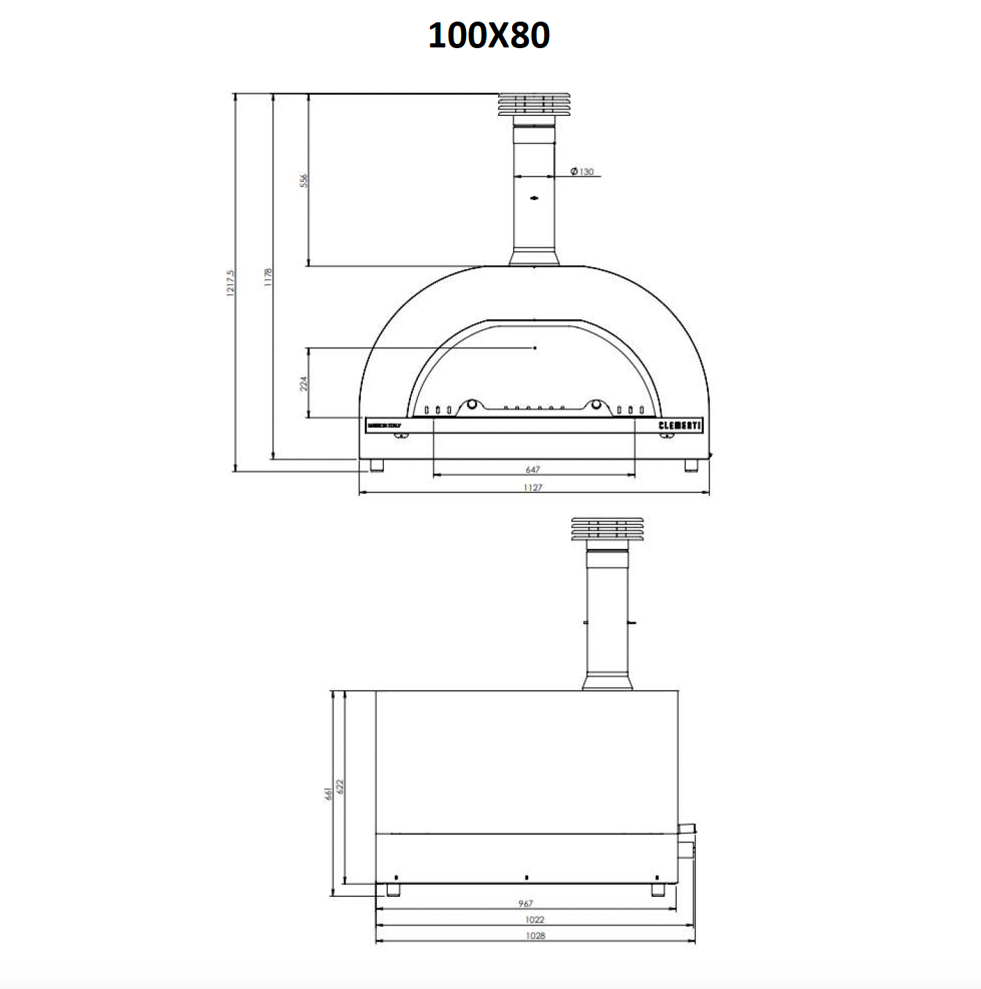 Clementi Golden Wood Fired Pizza Oven - 100 x 80
