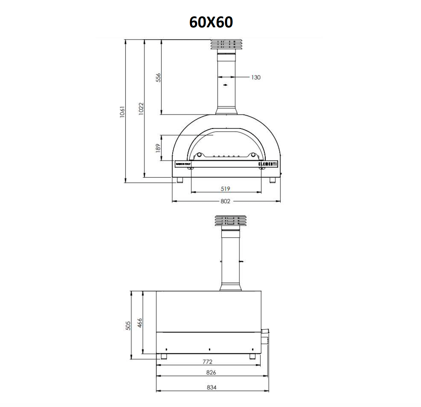 Clementi Golden Wood Fired Pizza Oven - 60 x 60