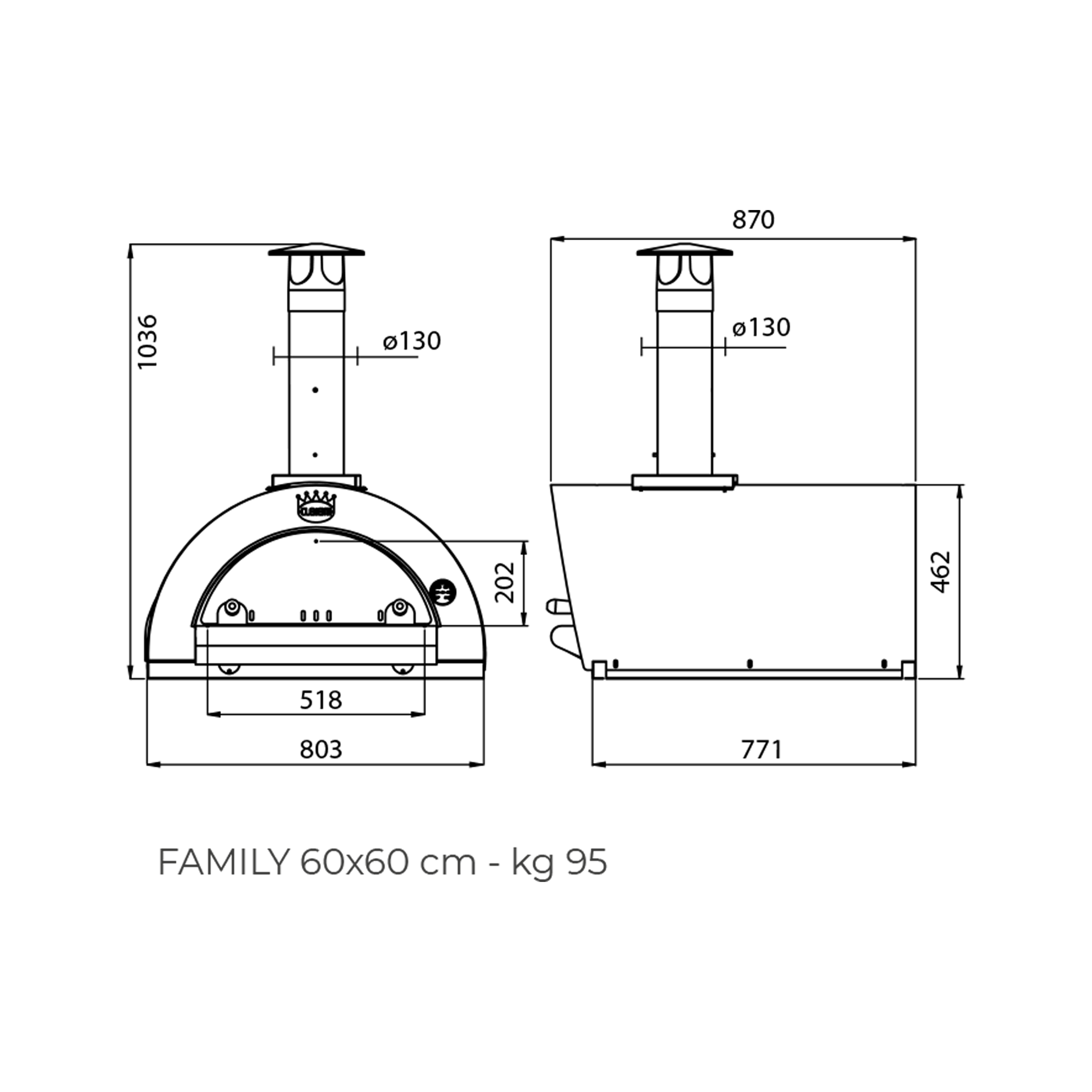 Clementi Pulcinella Wood Fired Pizza Oven - 60 x 60 (Includes 6-Piece Accessory Kit)