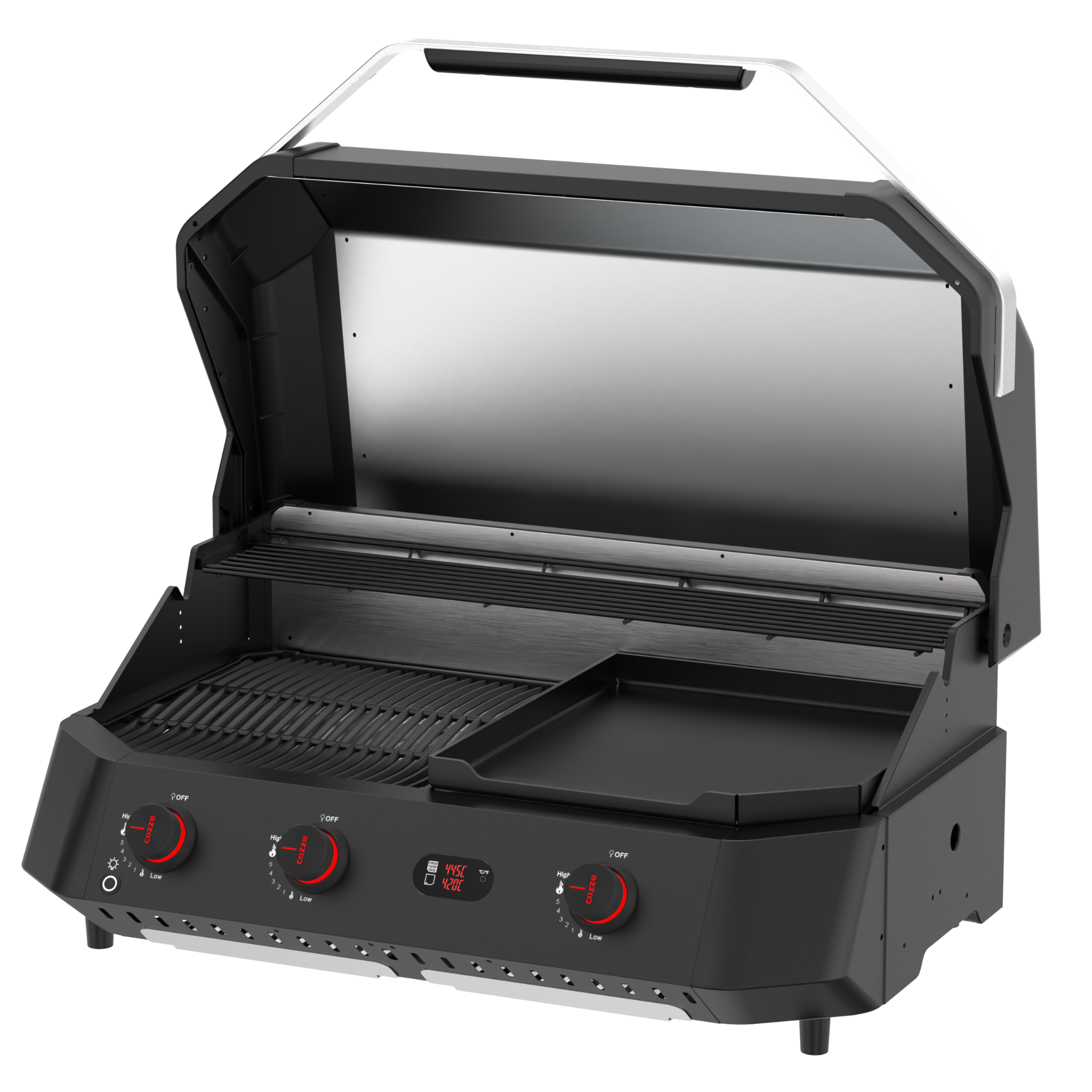 Cozze G-800 Three Burner Gas Plancha & Grill Combo With Lid - 80 x 50 cm (Cooking Area) Cozze Dream
