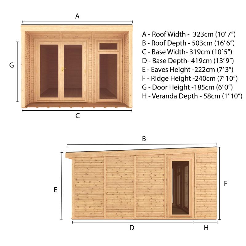 Sherwood Creswell Insulated Garden Room - 3m x 4m (72mm)