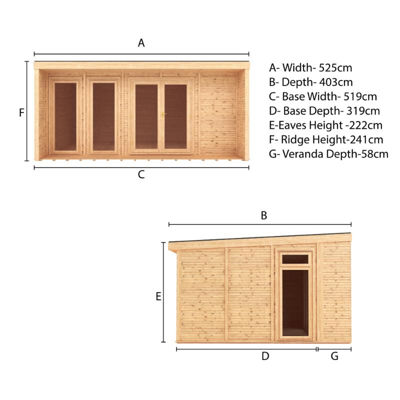 Sherwood Creswell Insulated Garden Room - 5m x 3m (72mm)