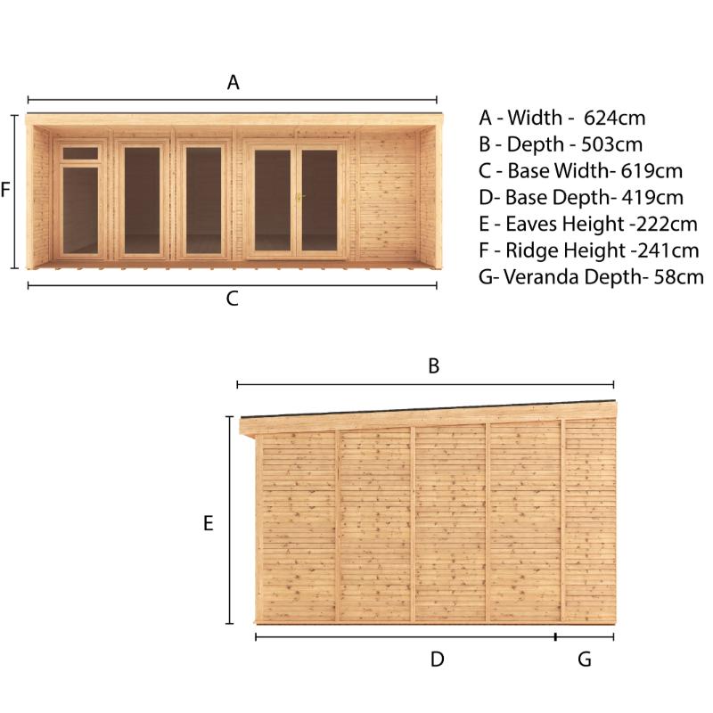 Sherwood Creswell Insulated Garden Room - 6m x 4m (72mm)