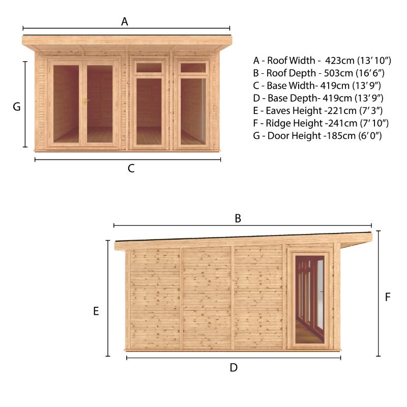 Sherwood Edwinstowe Insulated Garden Room - 4m x 4m (72mm)