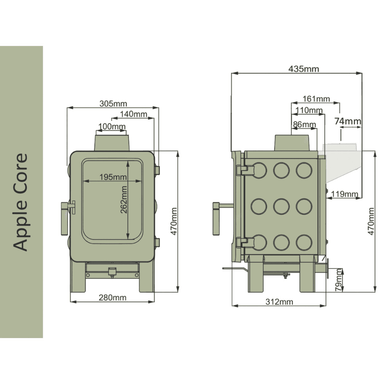 Ekol ApplePie Apple Core 4kW Wood Burning Stove Saltfire
