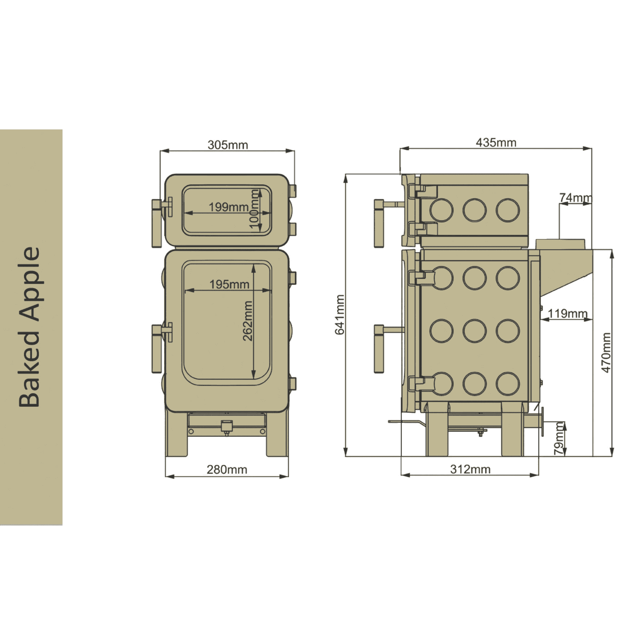 Ekol ApplePie Baked Apple 4kW Wood Burning Stove Saltfire