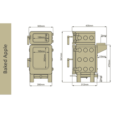 Ekol ApplePie Baked Apple 4kW Wood Burning Stove Saltfire