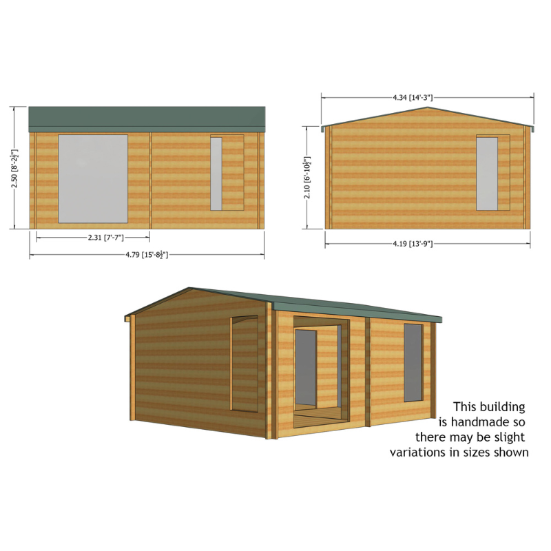 Shire Firestone Log Cabin - 14 x 16