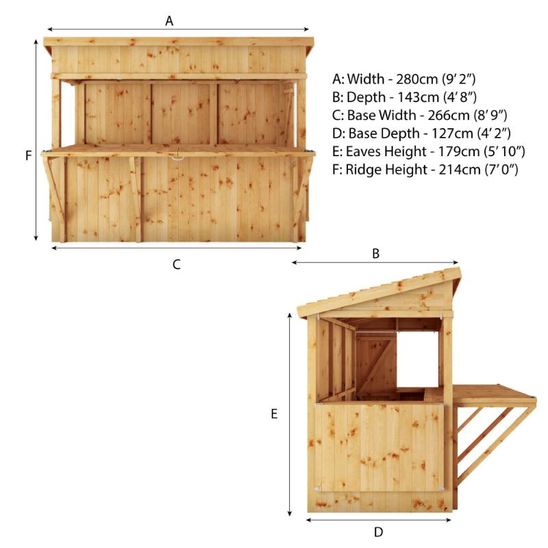 Mercia Premium Pressure Treated Garden Bar - 9ft x 4ft