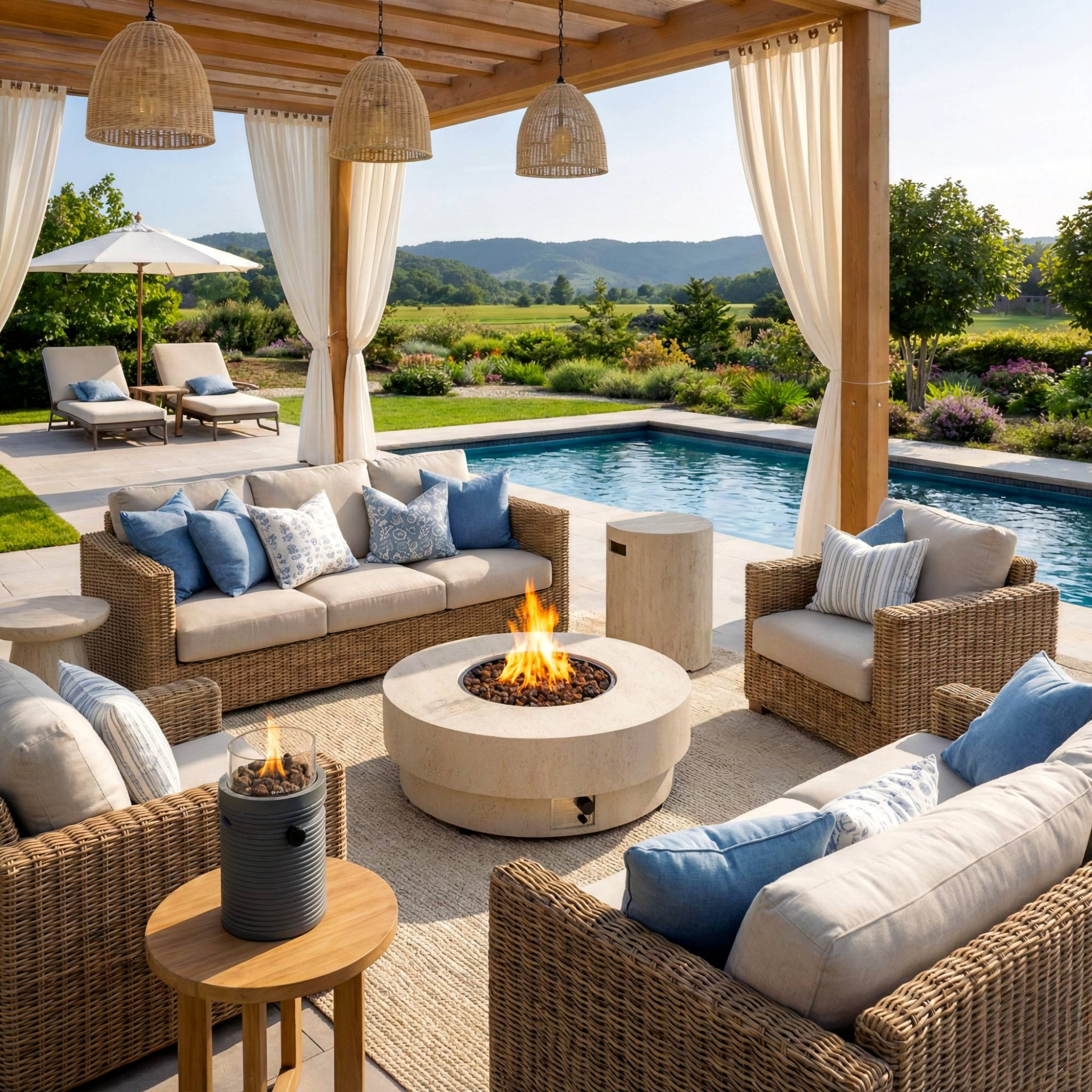 Happy Cocooning Estate Round 105 Gas Fire Pit - Oyster Beige Happy Cocooning