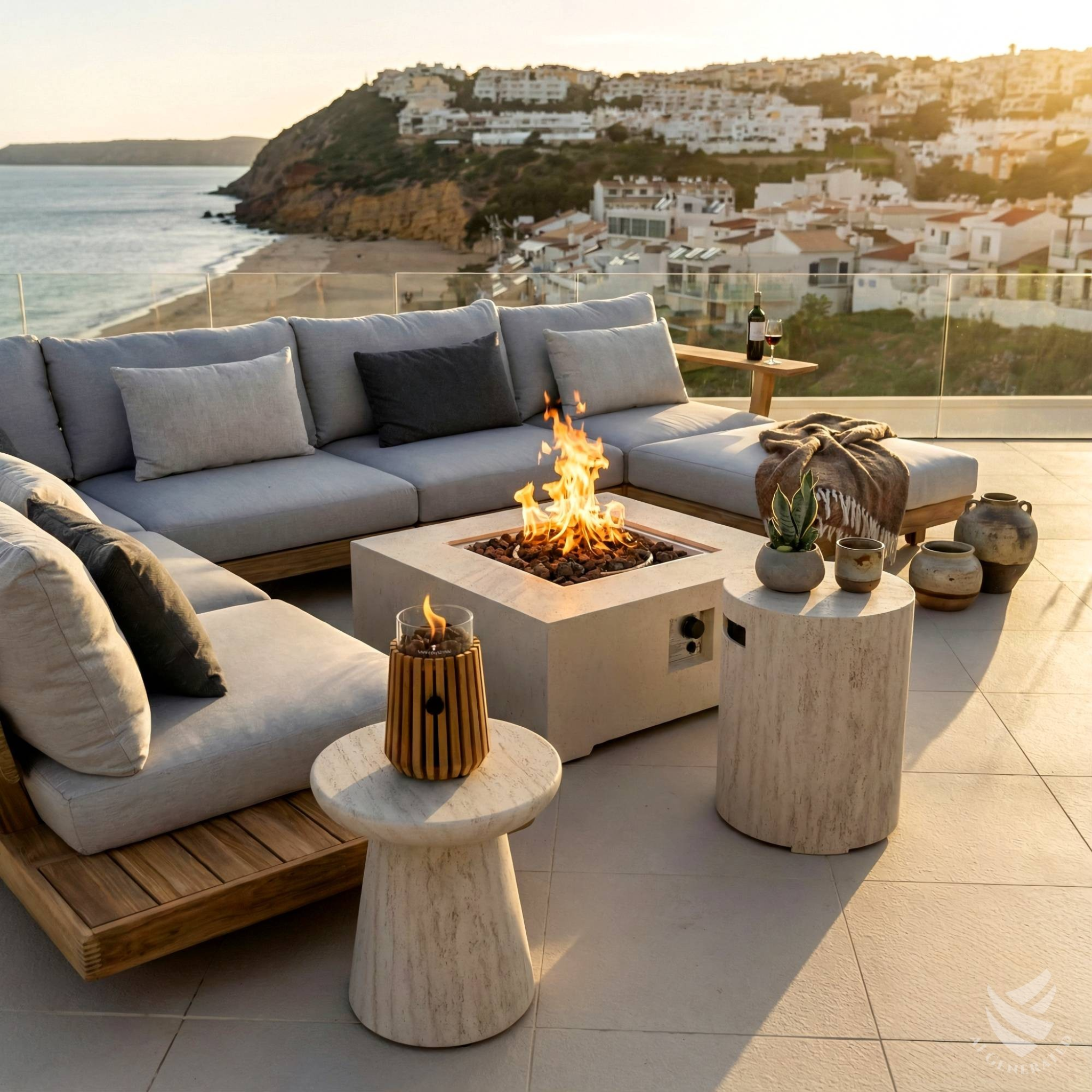 Happy Cocooning Round Composite Side Table - Travertine Happy Cocooning