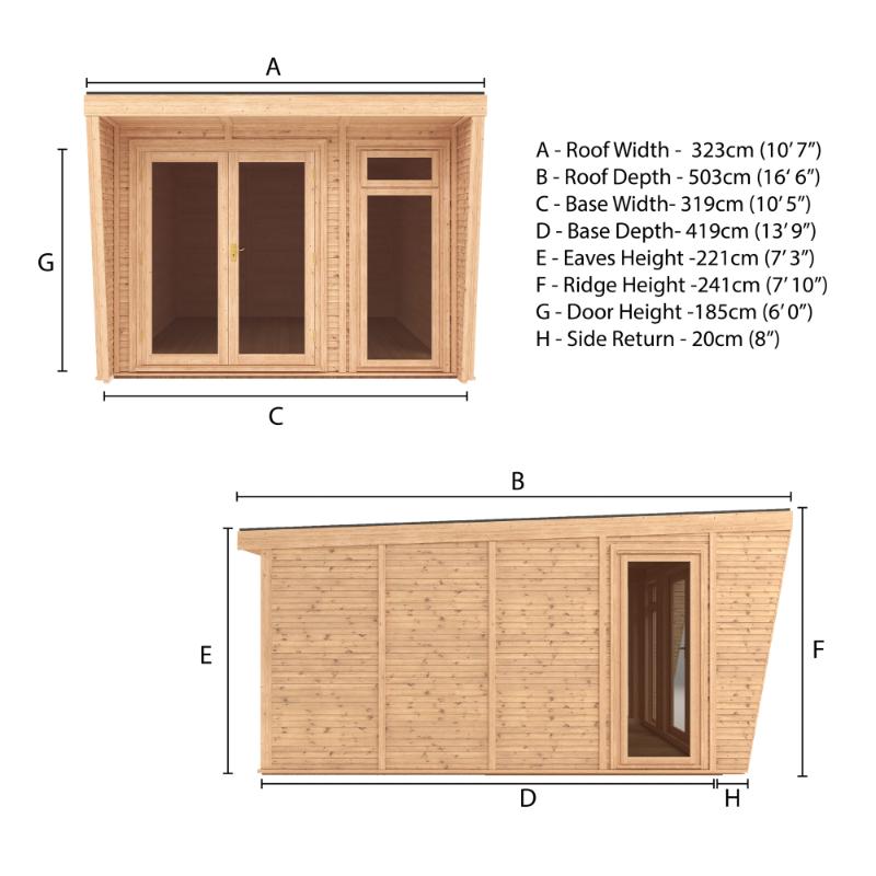 Sherwood Harlow Insulated Garden Room - 3m x 4m (72mm)