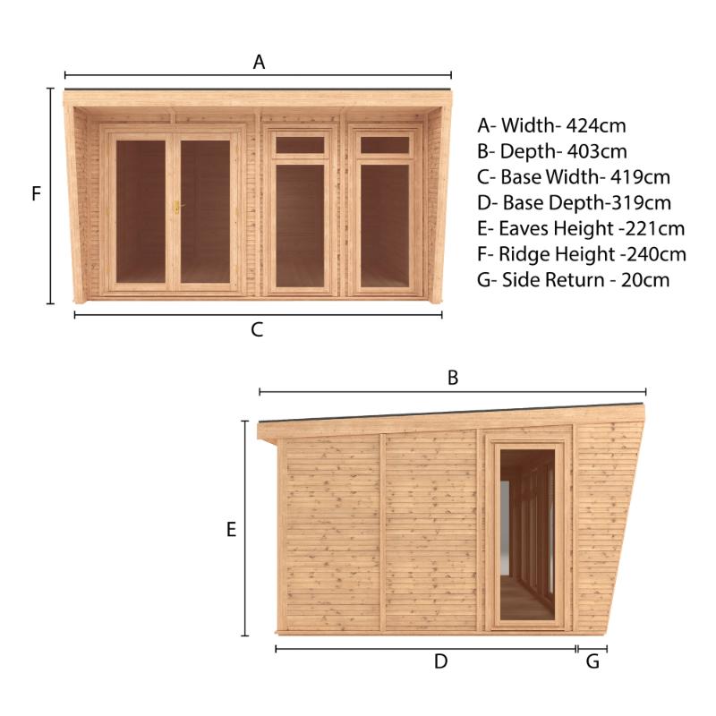 Sherwood Harlow Insulated Garden Room - 4m x 3m (72mm)