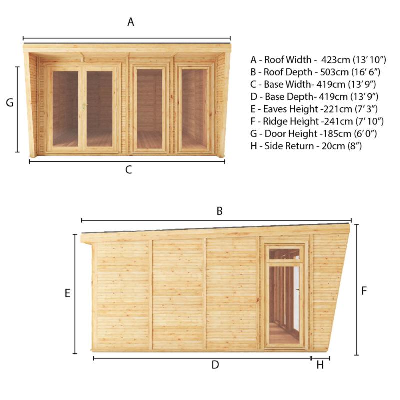 Sherwood Harlow Insulated Garden Room - 4m x 4m (72mm)