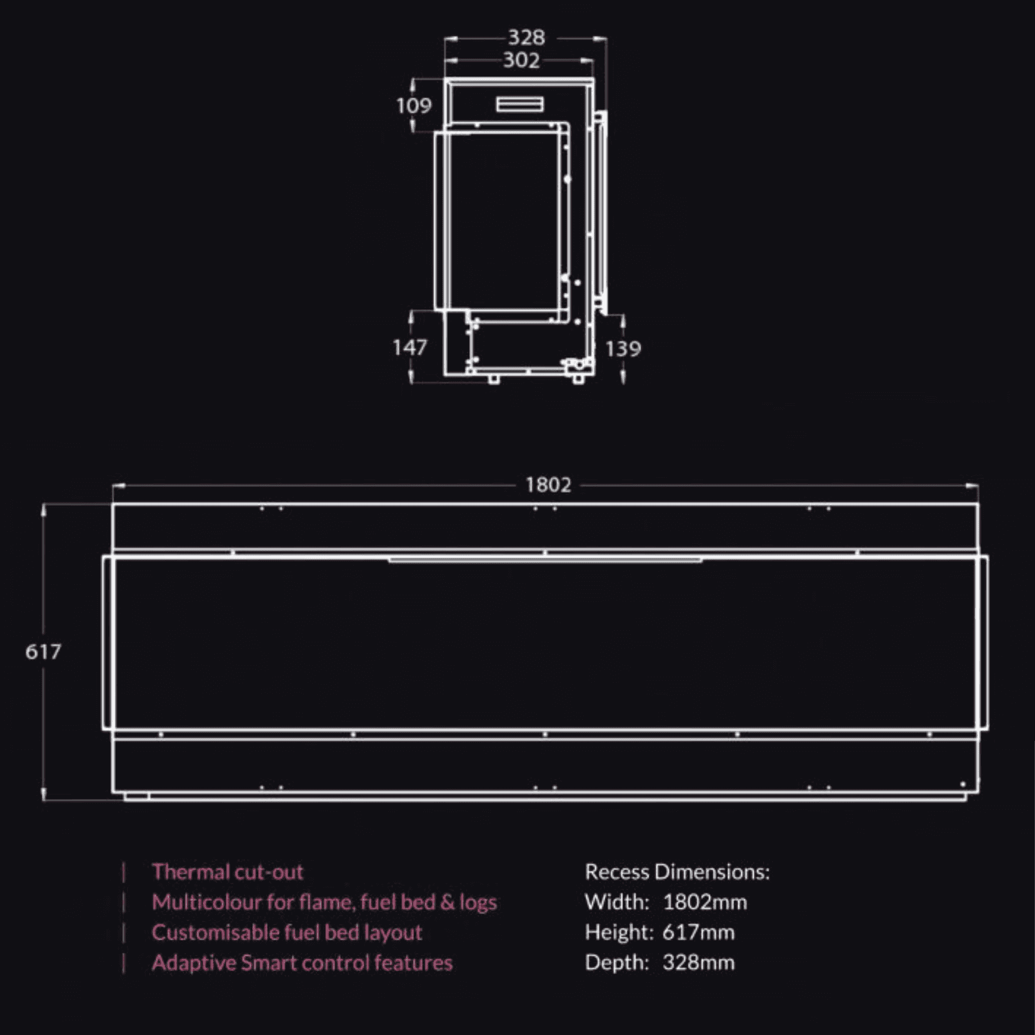 Henley Stoves Aurora 1800 3-Sided Electric Fire Henley Stoves