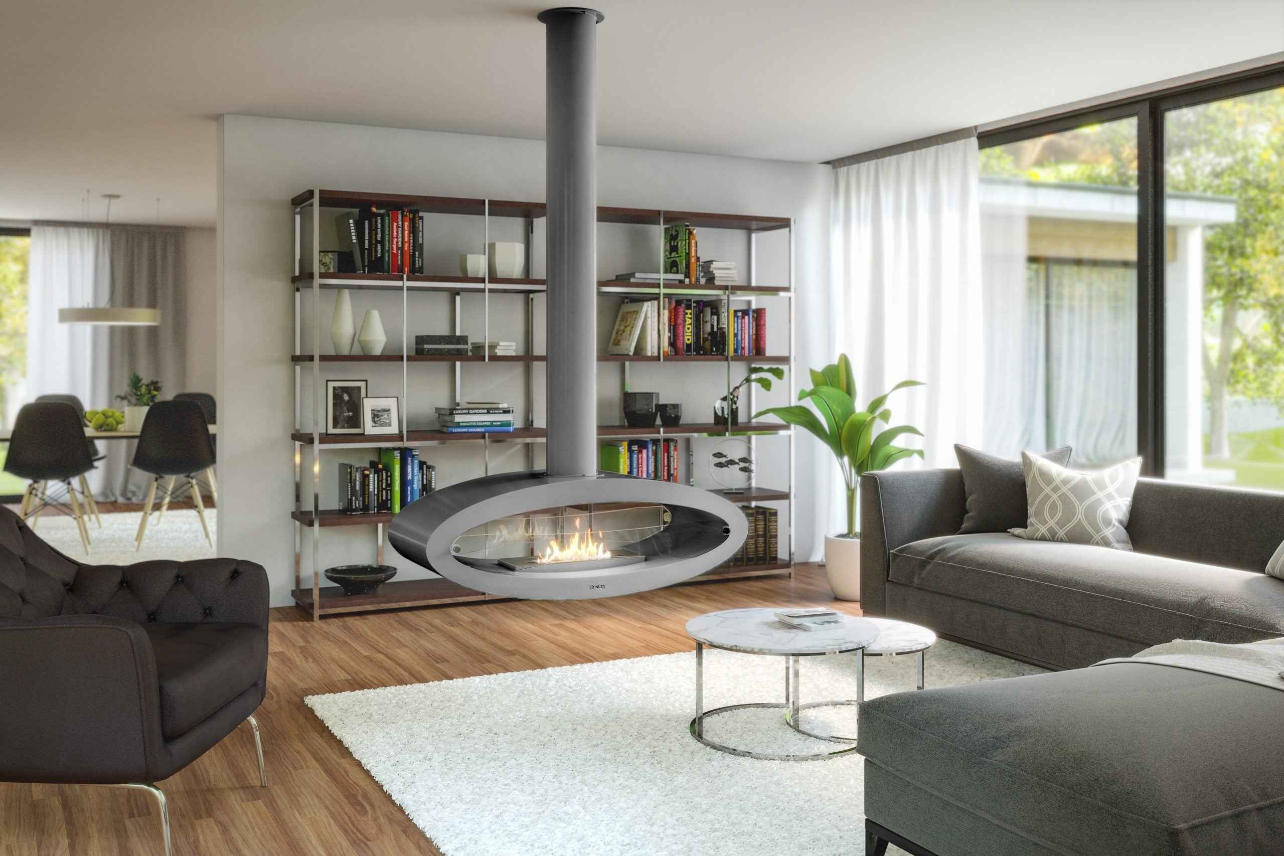 Henley Stoves Budapest Ceiling Mounted Bioethanol Stove - Silver Henley Stoves