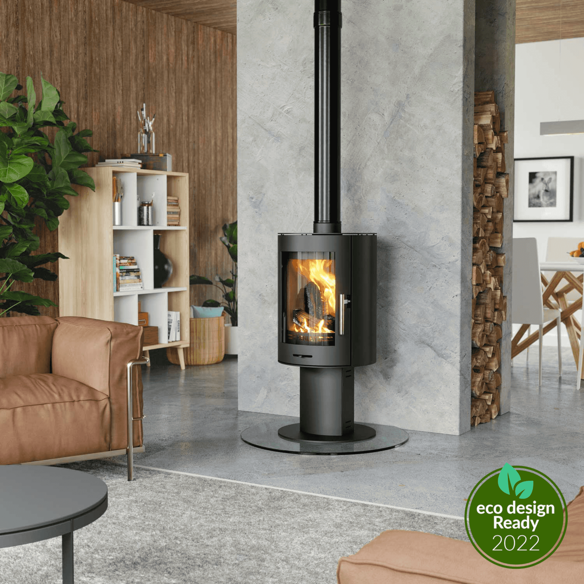 Henley Stoves Geneva Cylinder 5kW Wood Burning Pedestal Stove Henley Stoves