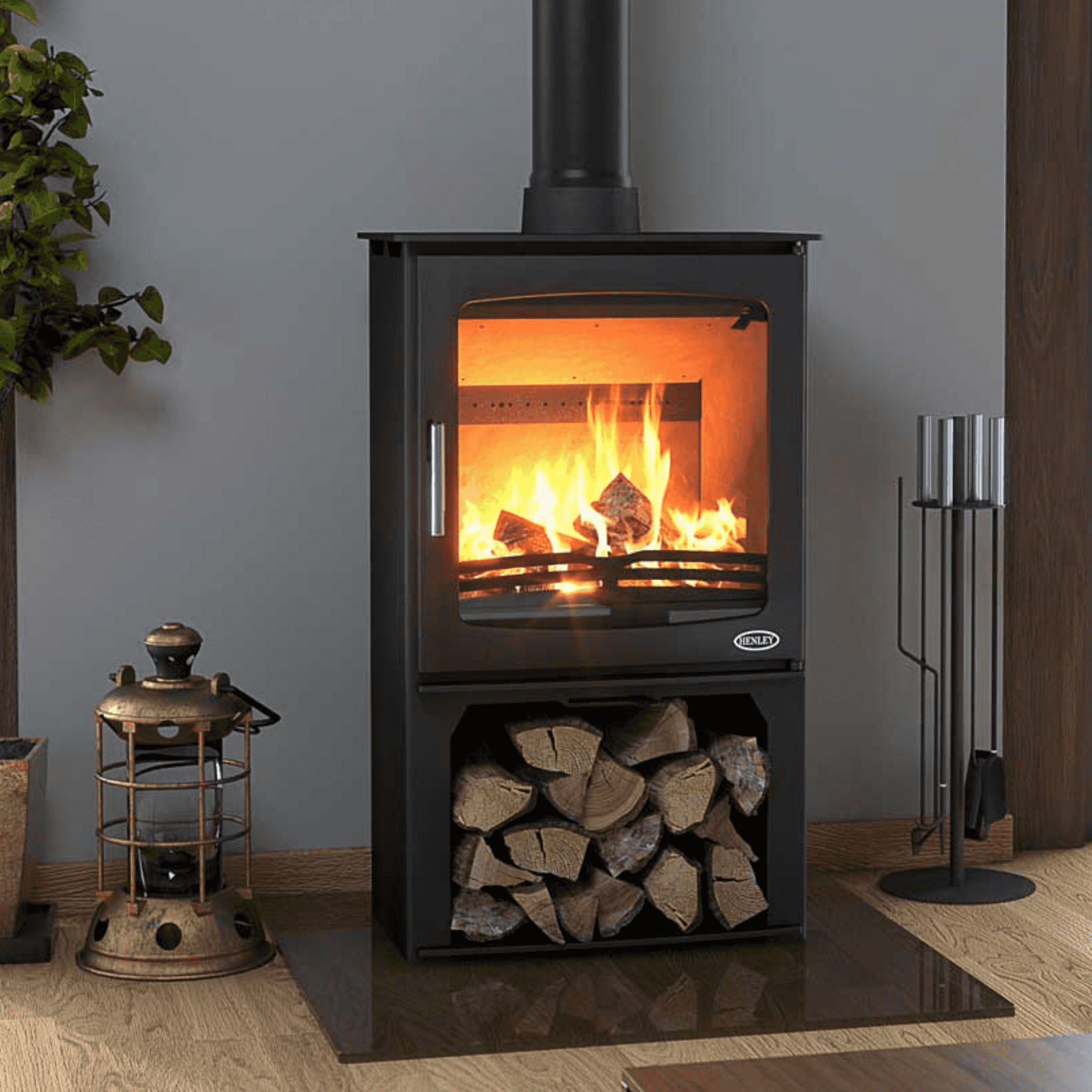 Henley Stoves Hazelwood 5kW Landscape Logstore Wood Burning Stove (Eco) Henley Stoves