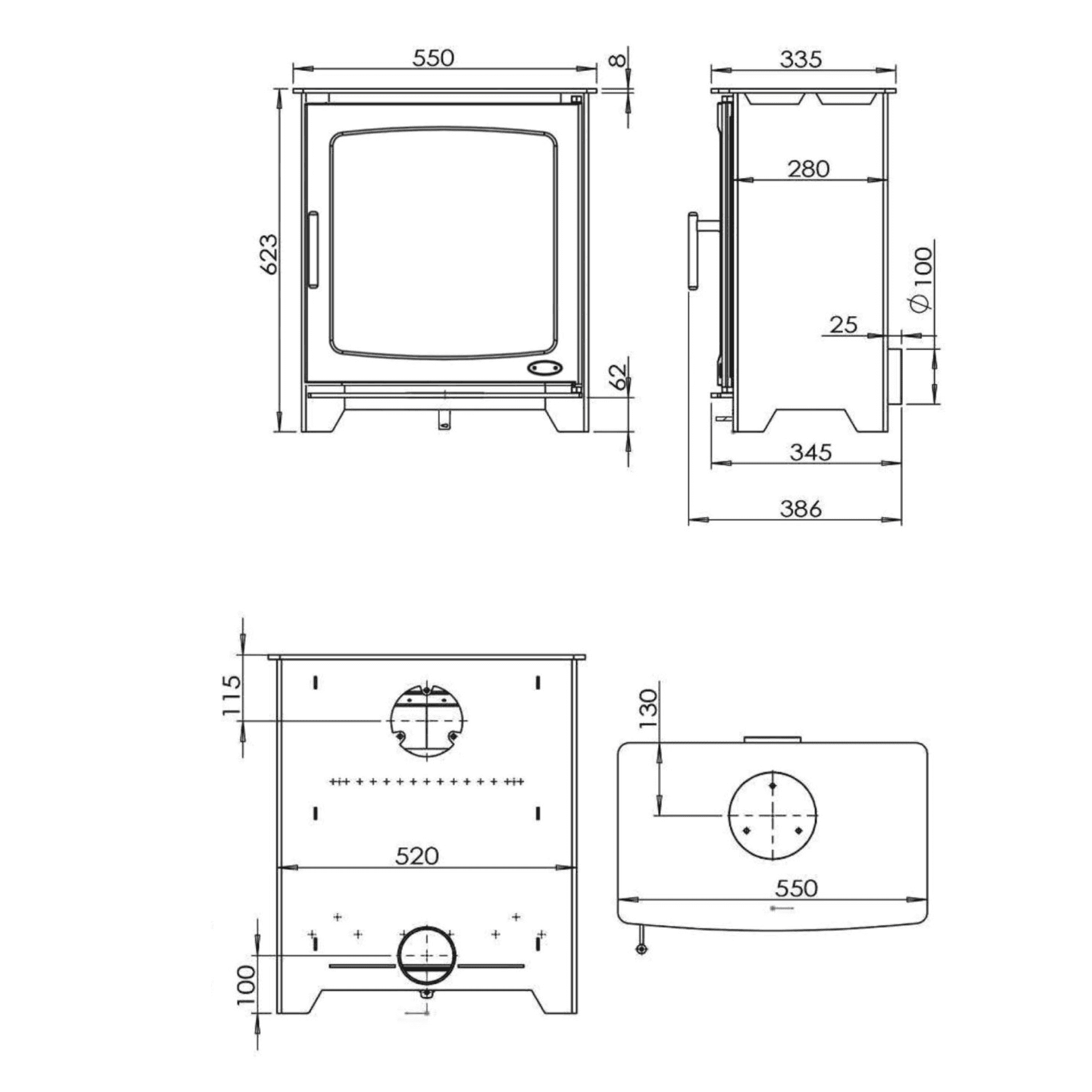 Henley Stoves Hazelwood 5kW Landscape Wood Burning Stove (Eco) Henley Stoves