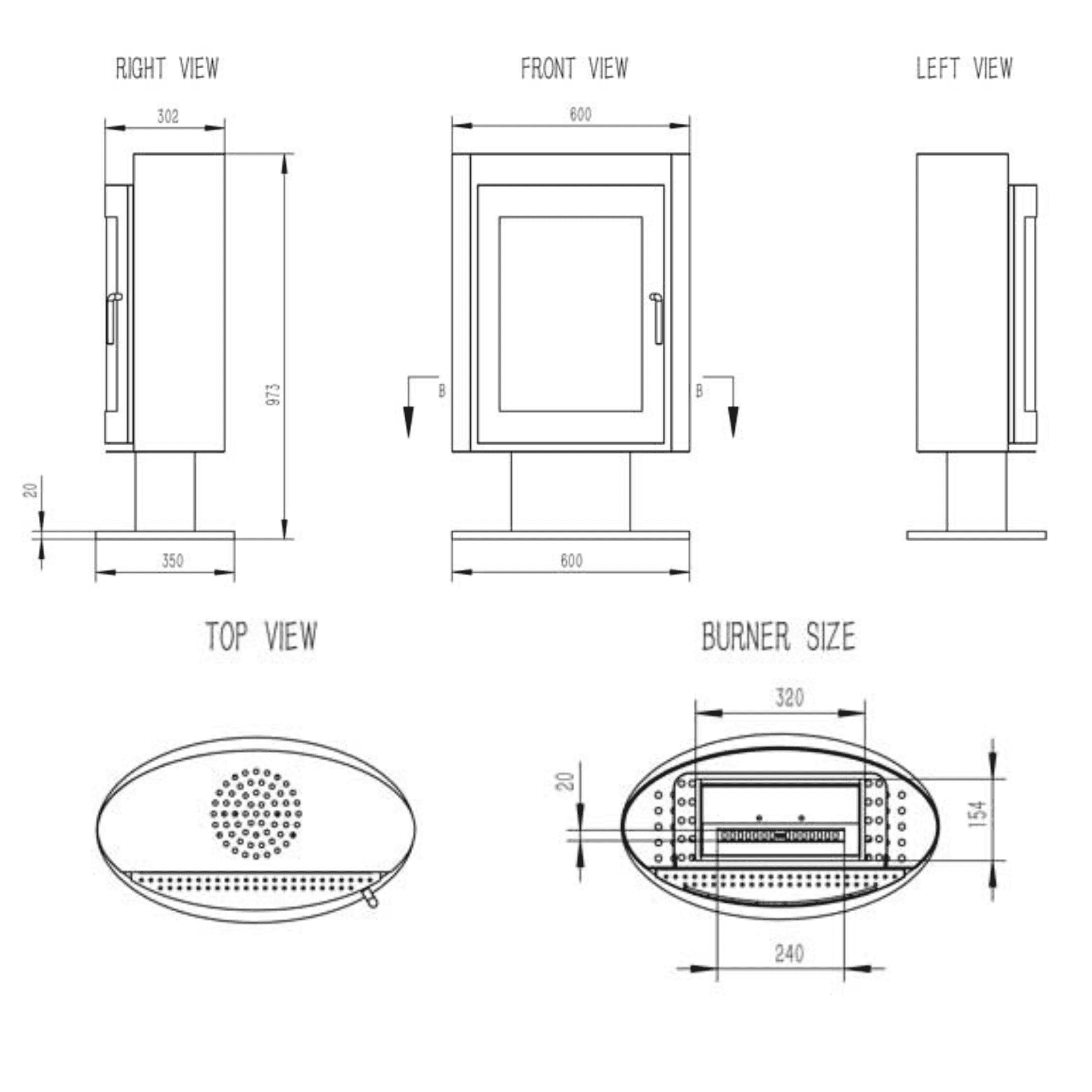 Henley Stoves Madrid Pedestal Bioethanol Stove - Black Henley Stoves