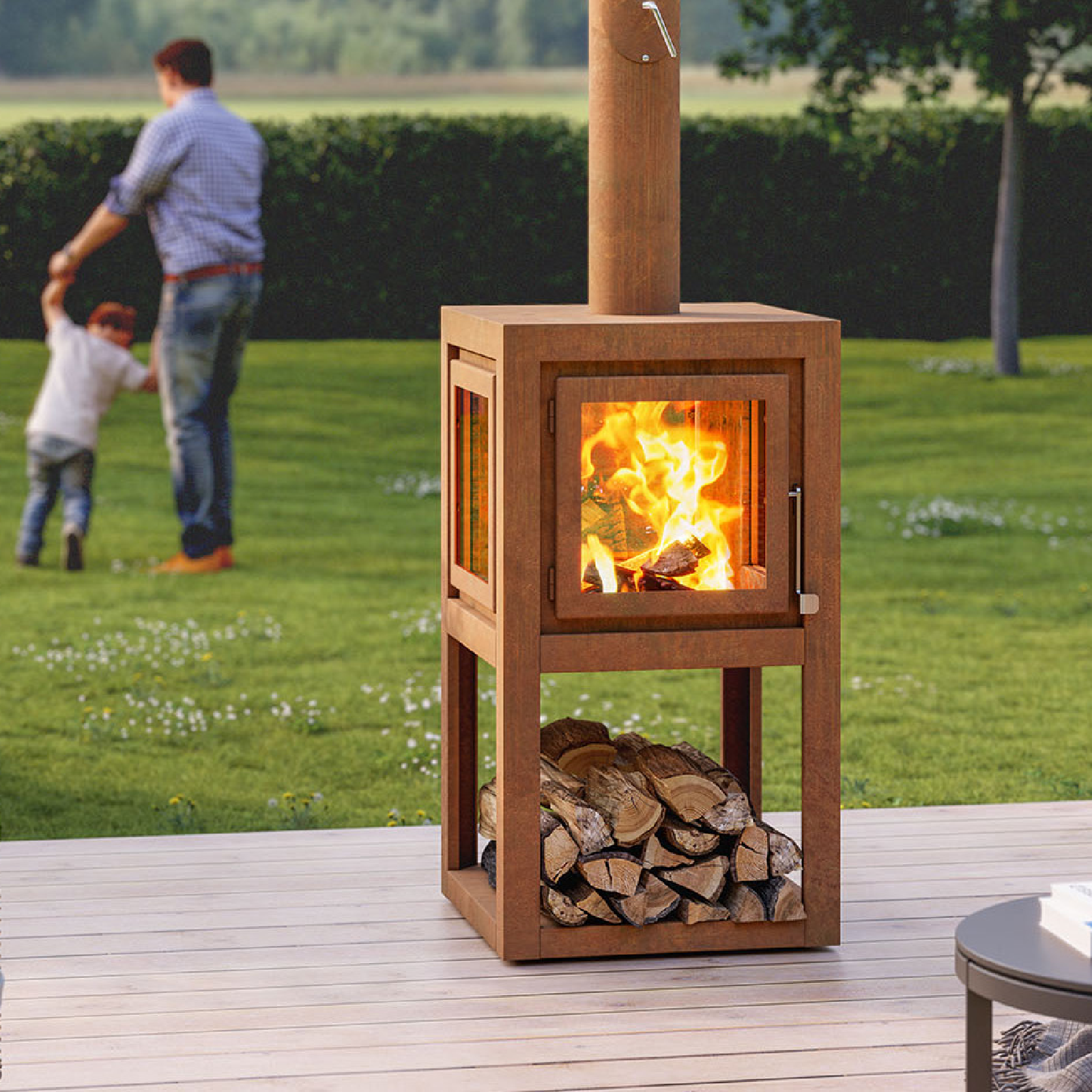 Henley Thor D12 Outdoor Wood Burning Heater - Corten Steel