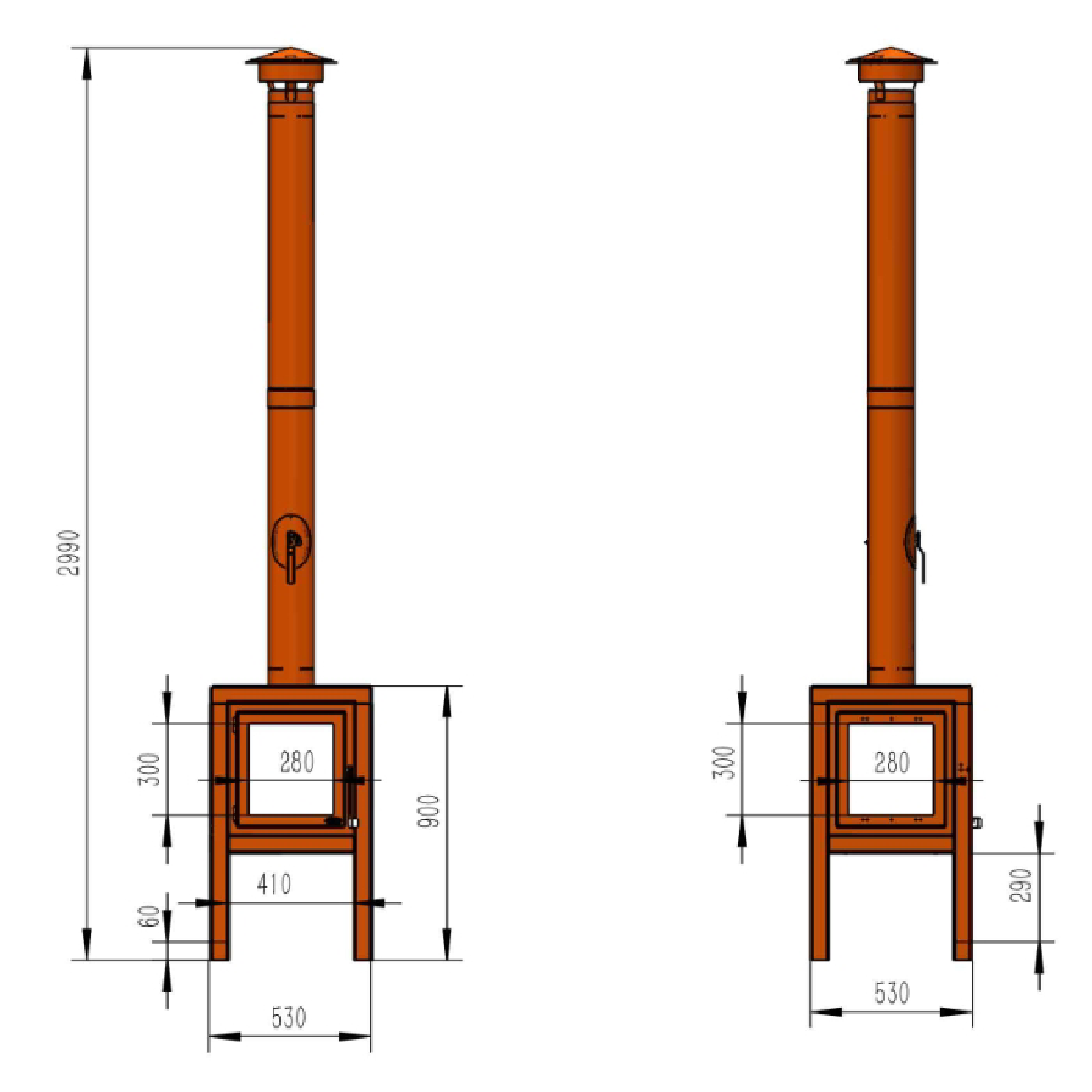 Henley Thor D12 Outdoor Wood Burning Heater - Corten Steel