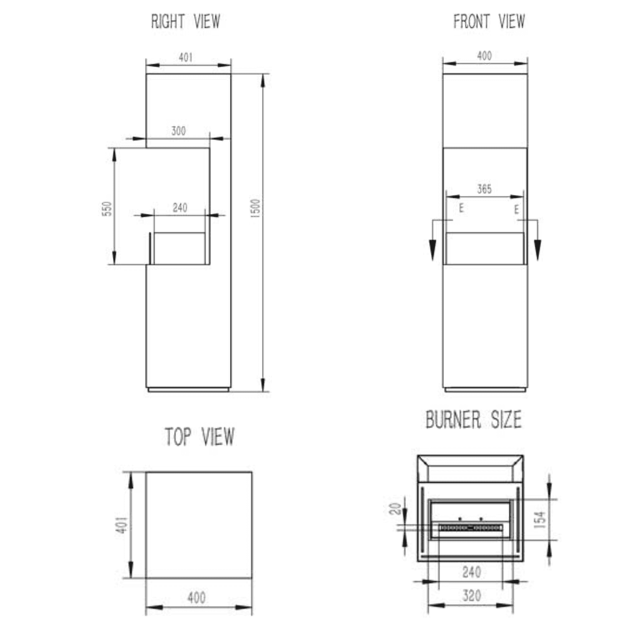 Henley Stoves Vienna Freestanding Bioethanol Stove - Black/White Henley Stoves