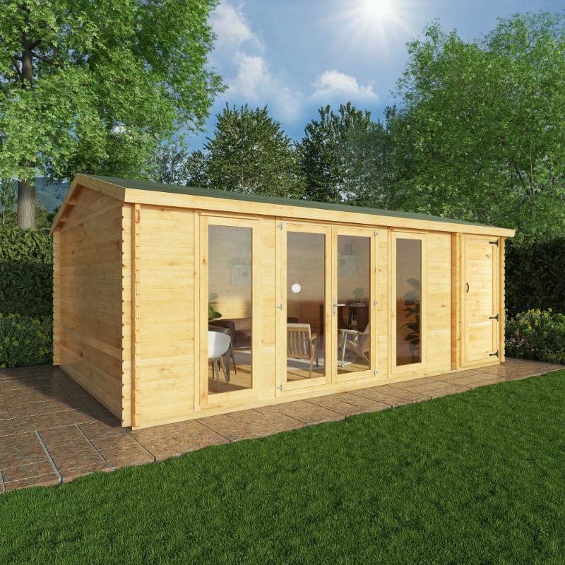 Mercia Home Office Studio With Side Shed - 6.1m x 4m (28mm-44mm)