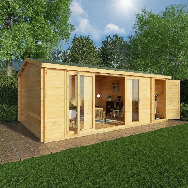 Mercia Home Office Studio With Side Shed - 6.1m x 4m (28mm-44mm)