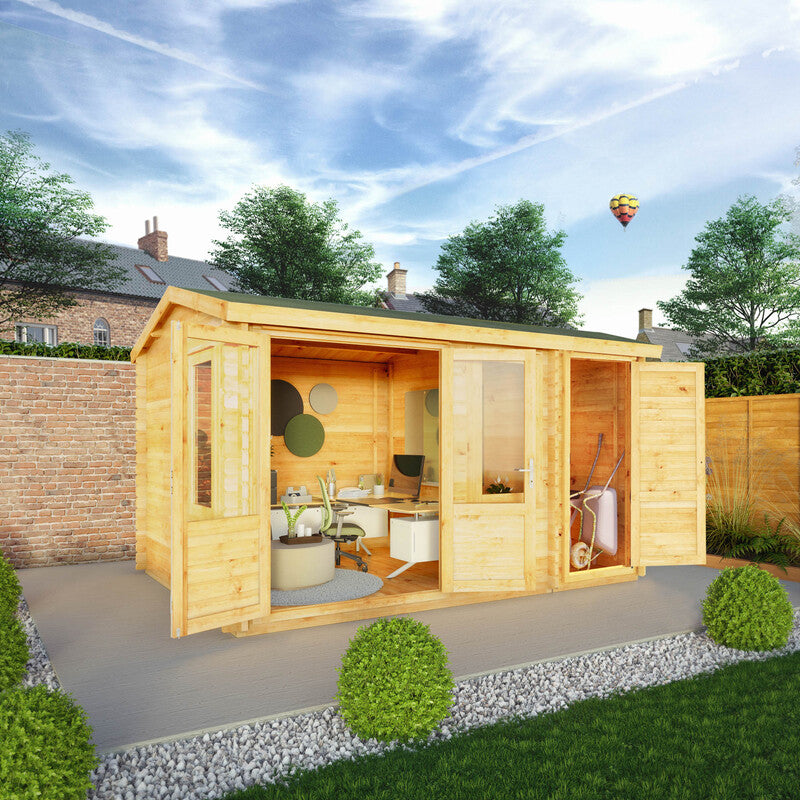 Mercia Home Office Elite With Side Shed - 4.1m x 3m (28mm-44mm)