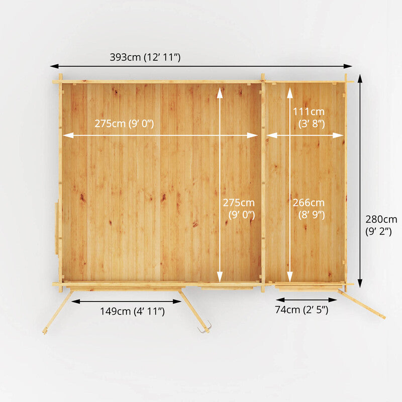 Mercia Home Office Elite With Side Shed - 4.1m x 3m (28mm-44mm)