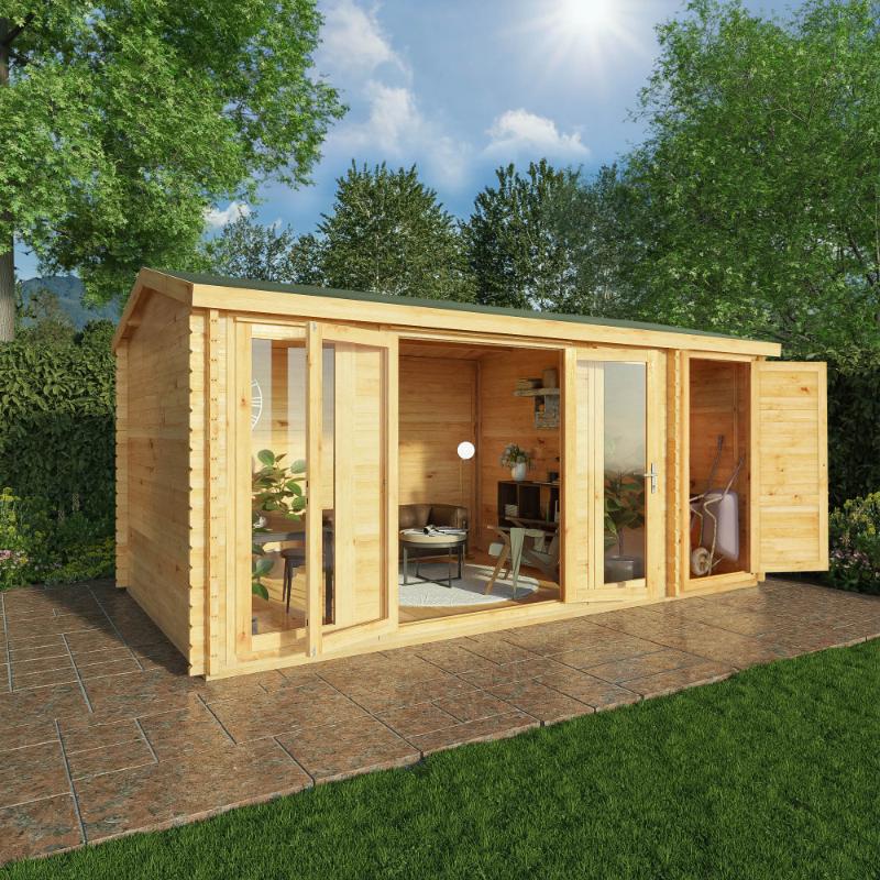 Mercia Home Office Studio With Side Shed - 5.1m x 3m (28mm-44mm)