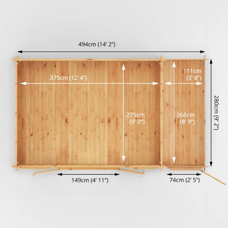 Mercia Home Office Studio With Side Shed - 5.1m x 3m (28mm-44mm)