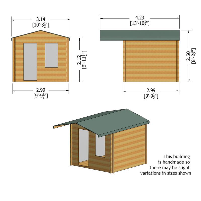 Shire Hopton Log Cabin - 10 x 10