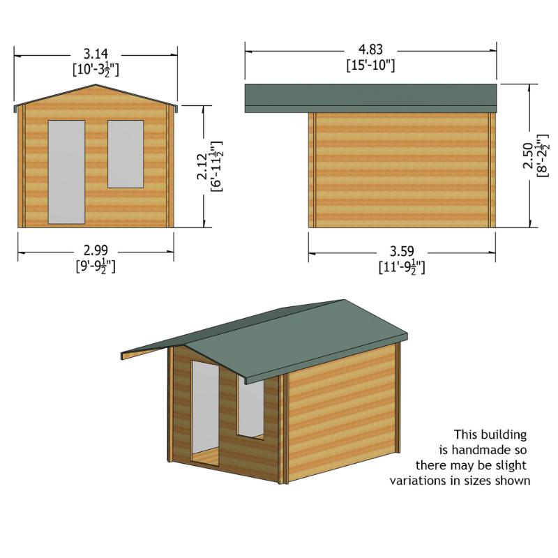 Shire Hopton Log Cabin - 10 x 12