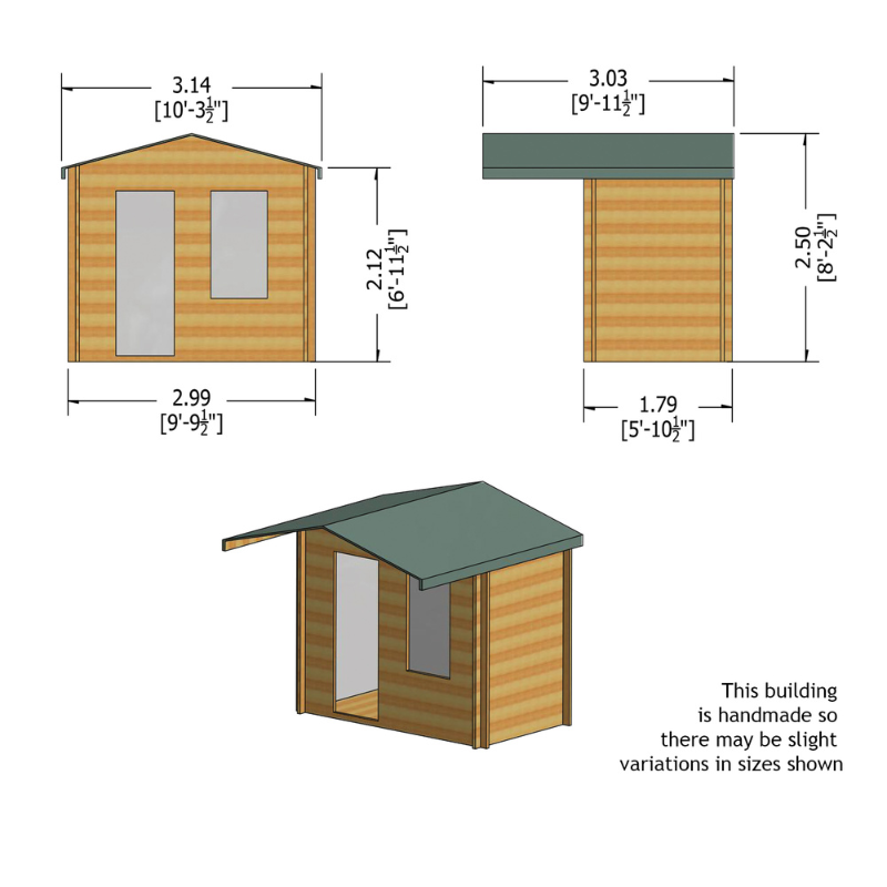 Shire Hopton Log Cabin - 10 x 6