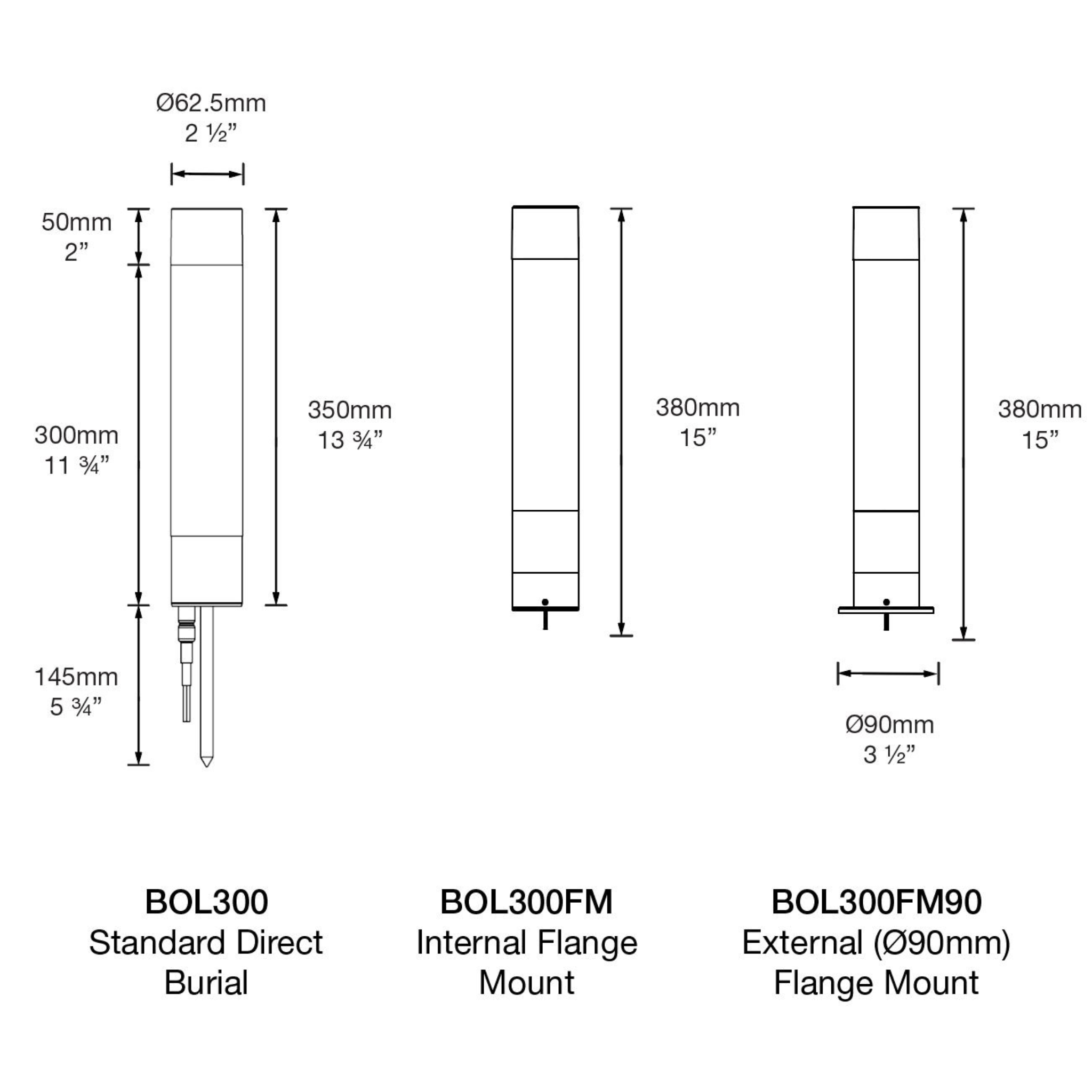 Hunza Bollard Spike Mounted (GU10) - 300mm/700mm Hunza