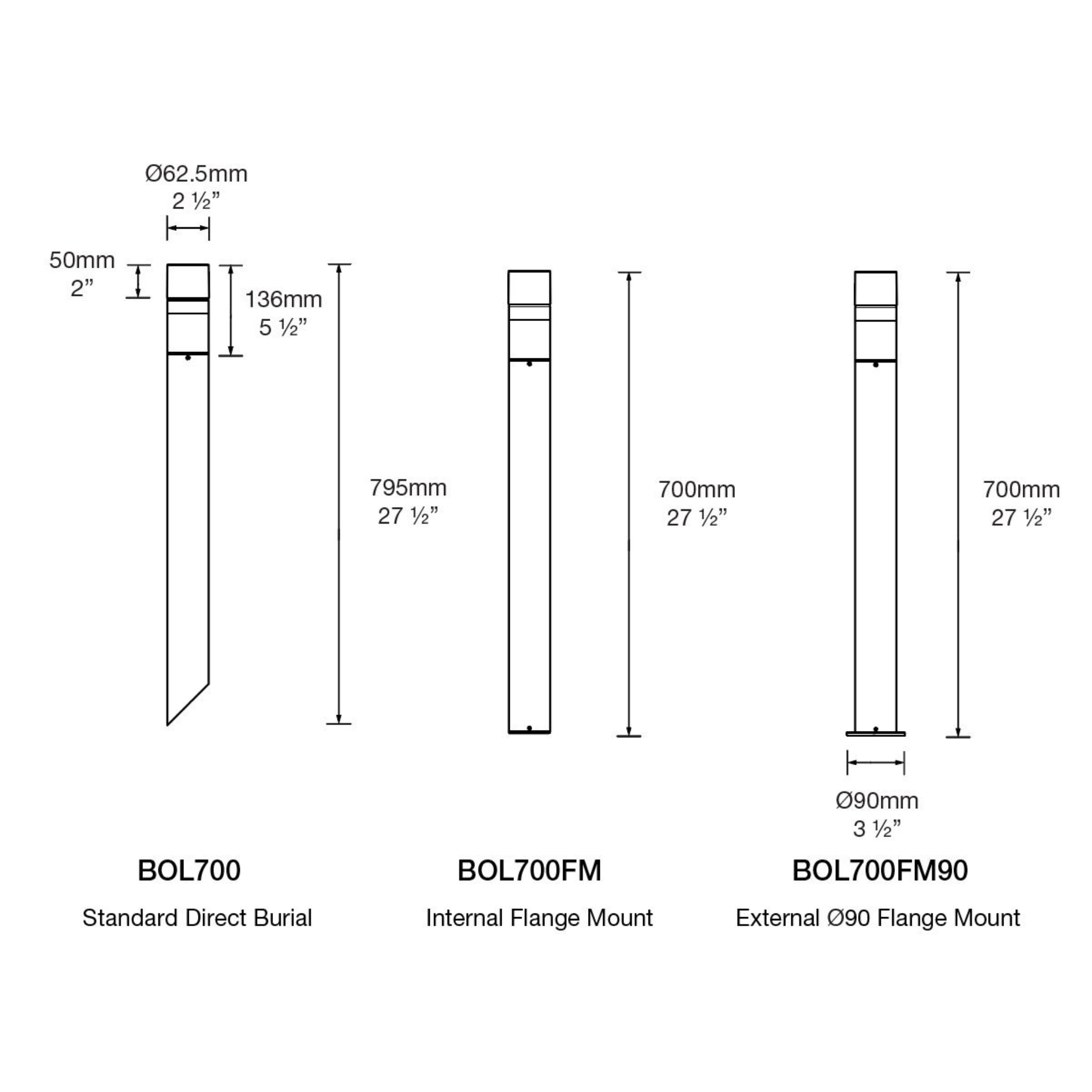 Hunza Bollard Spike Mounted (Series Circuit) Pure LED - 300mm/700mm Hunza