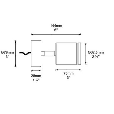 Hunza Adjustable Wall Spot (Series Circuit) - 144mm Hunza