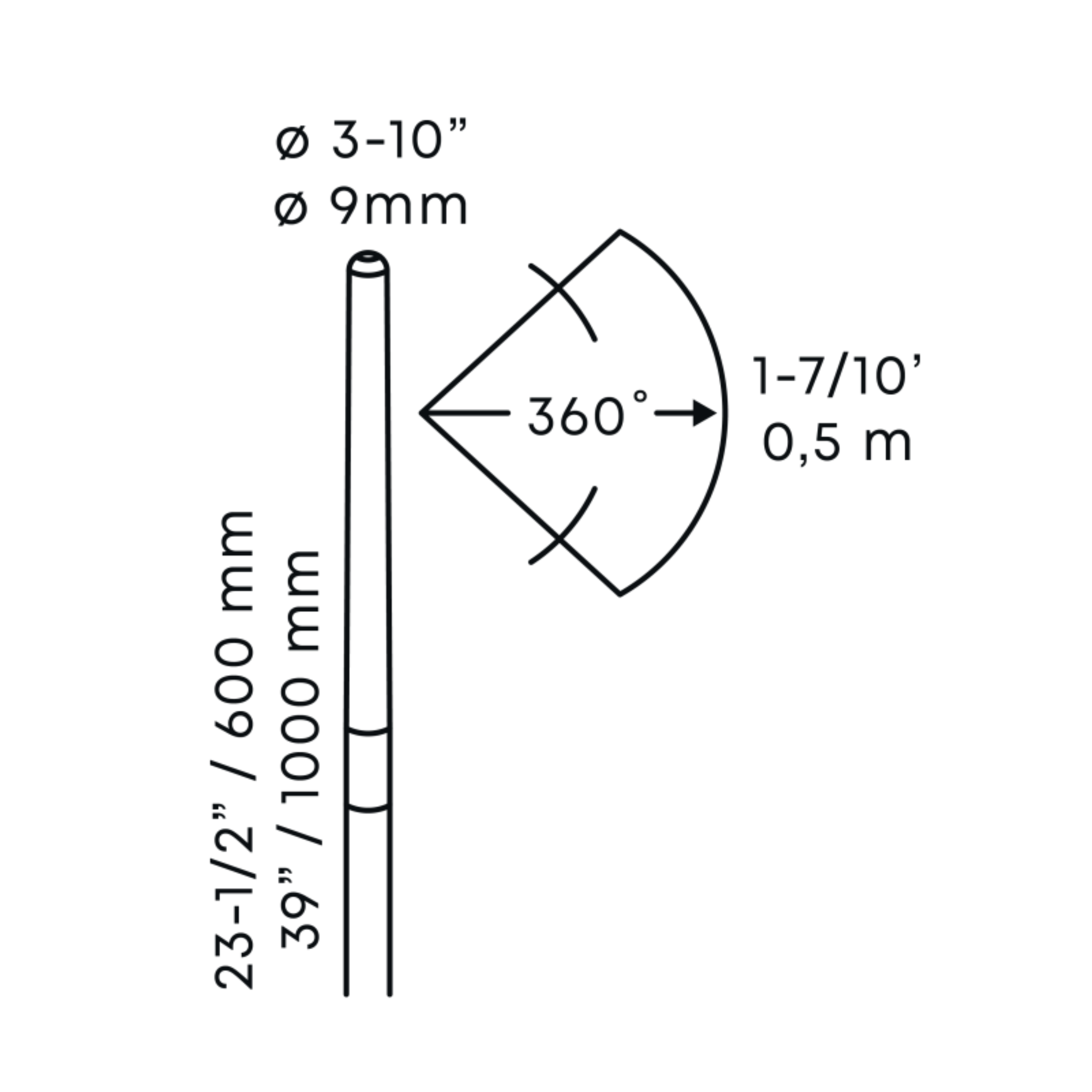 In-Lite BREEZE Planting Light (600mm/1000mm) - Black IN-LITE