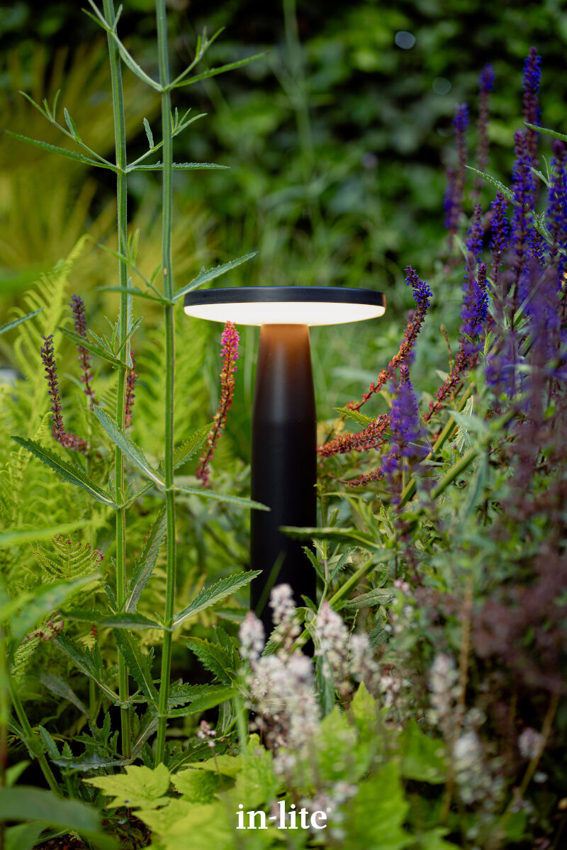 In-Lite DISC Bollard Light - 350mm/600mm - Black IN-LITE