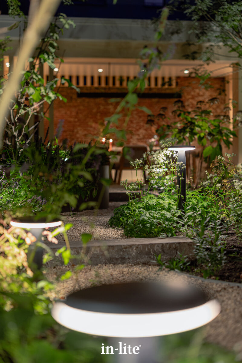 In-Lite DISC Bollard Light - 350mm/600mm - Black IN-LITE