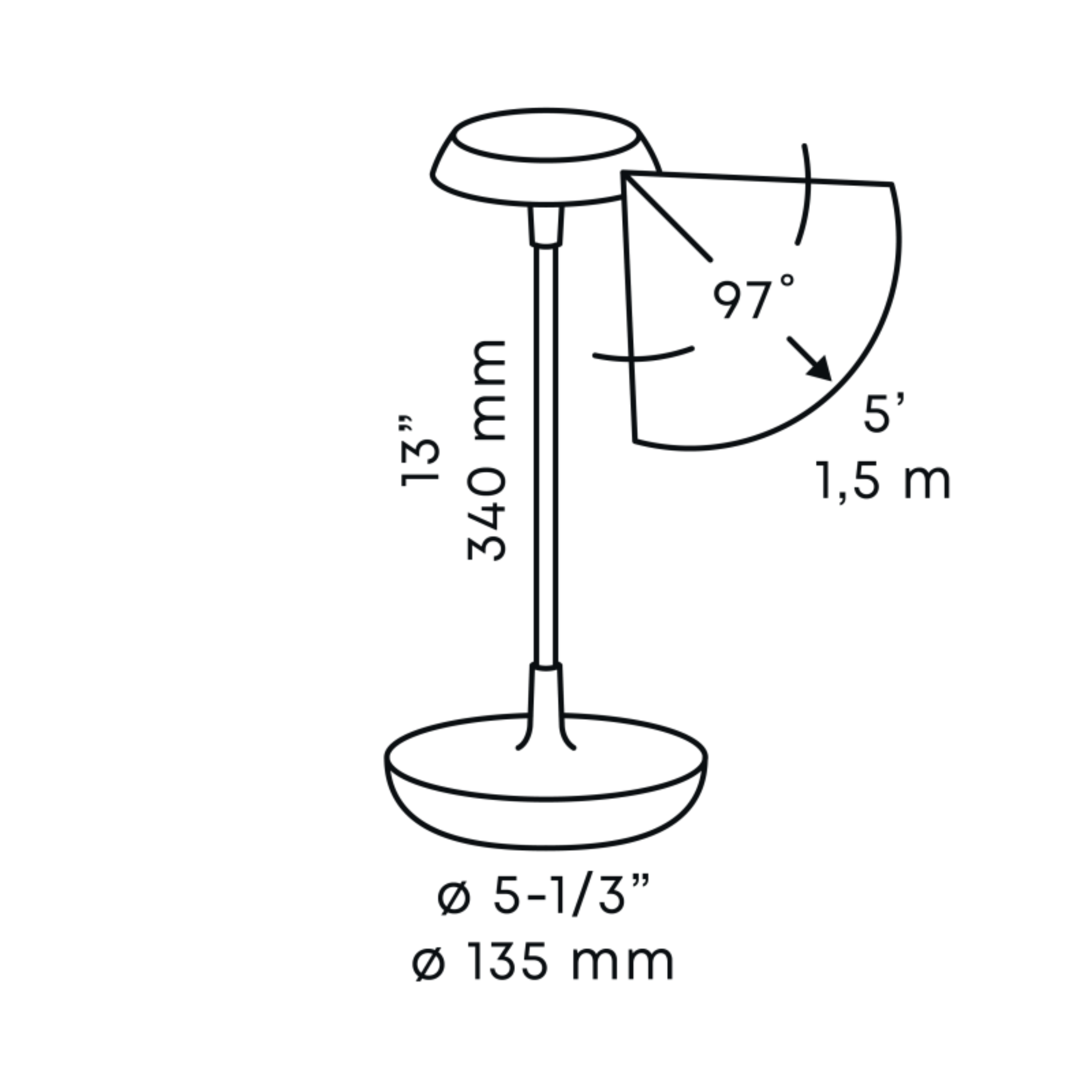 In-Lite SWAY TABLE Dimmable Rechargeable Lamp - Black (2200K - 2900K) IN-LITE